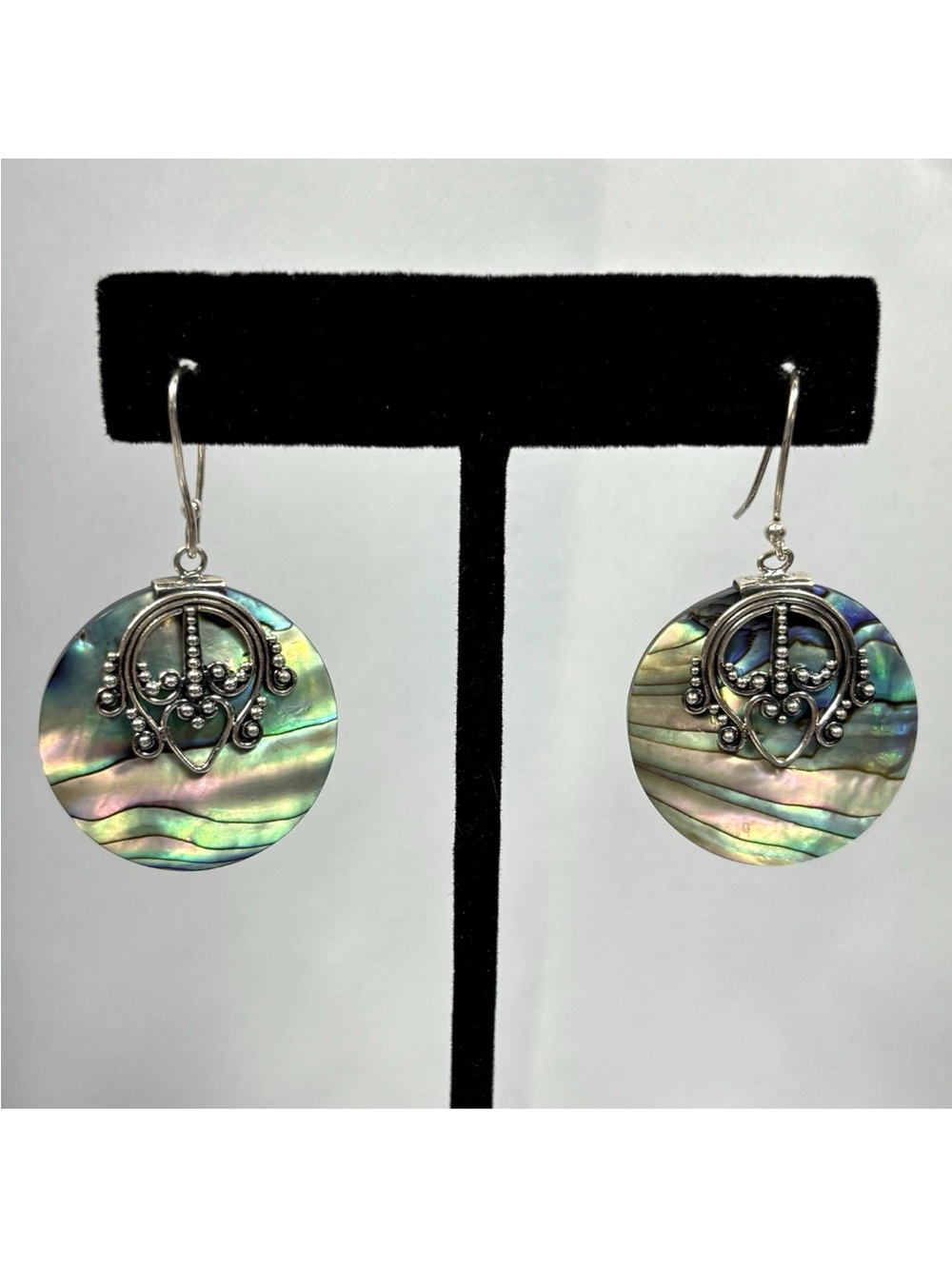 Suarti 925 Sterling Silver Abalone Hook Earrings 1.5" Long Total W/Hook